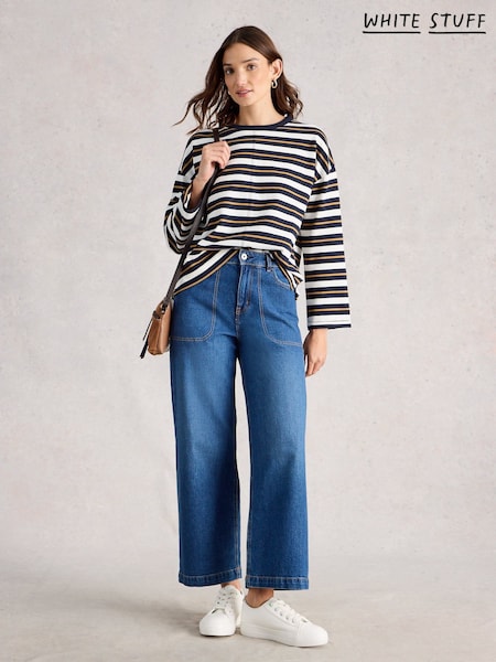 White Stuff Navy Kim Long Sleeve Top (G92445) | kr781