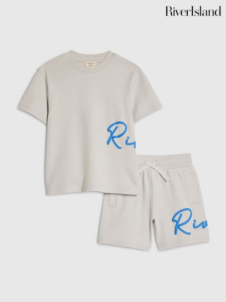 Grey - River Island River T-shirt & Short Set