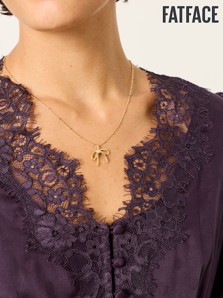 Gold Tone - Fatface Bow Nacklace