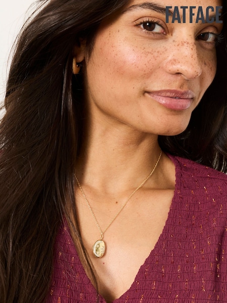 Gold Tone - Fatface Locket Necklace
