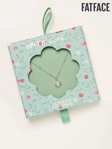 Silver Tone - Fatface Flower Necklace Gift
