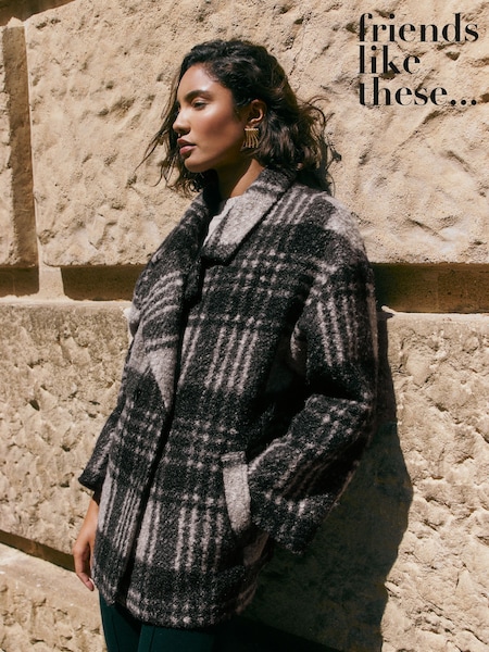 Grey Check - Friends Like These Double Breasted Peacoat