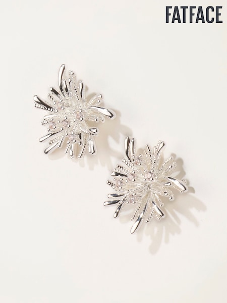 Silver Tone - Fatface Burst Party Earrings