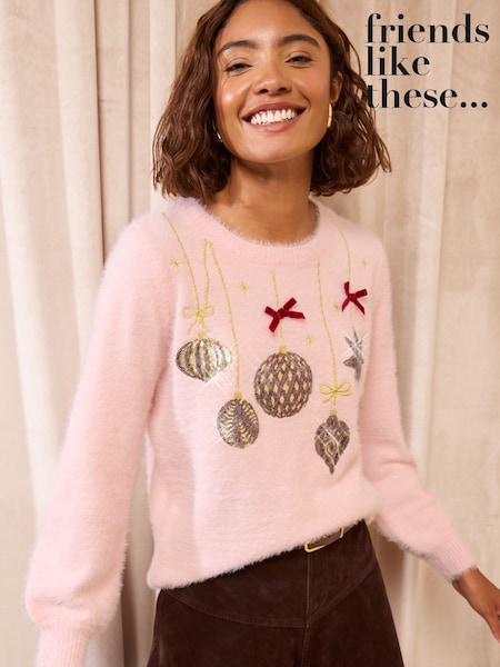 Pink - Friends Like These Eyelash Christmas Jumper