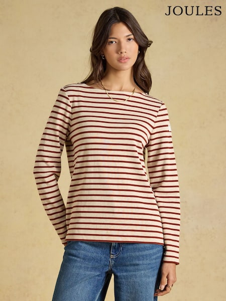 Oat Marl & Russet - Joules – Harbour – gestreiftes Breton-Oberteil mit U-Boot-Ausschnitt