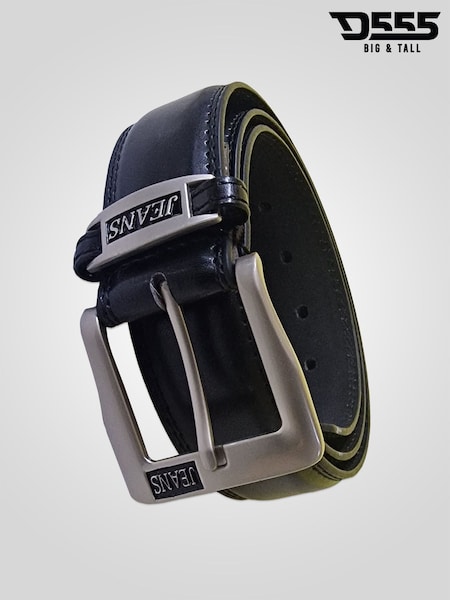 D555 Black KENNY Jeans Logo Faux 3.8cm Width Leather Belt (G92988) | OMR12