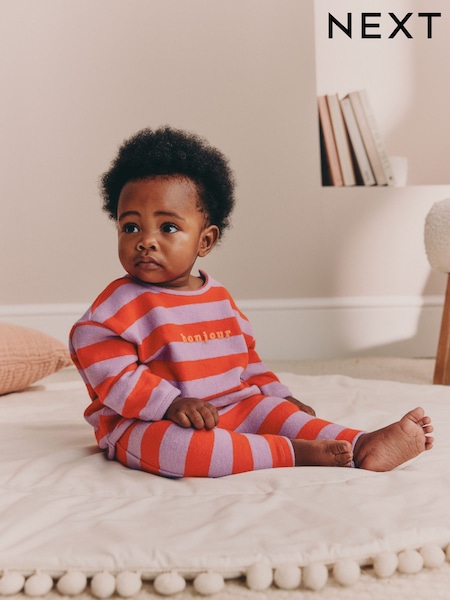 Red/Purple Stripe - Top And Leggings Baby 2 Piece Set (0mths-2yrs)