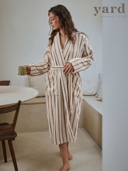Natural Hebden Stripe - Yard Natural Hebden Stripe Towelling Robe