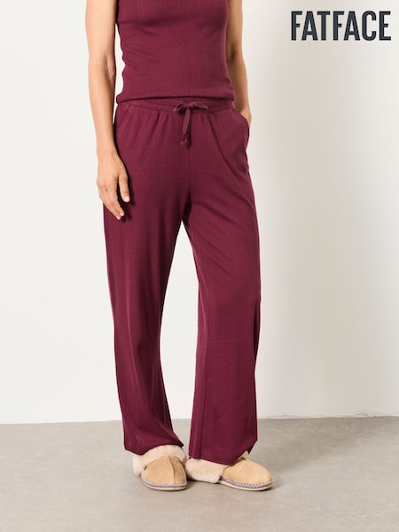 Plum Purple - Fatface Pointelle Wide Leg Trousers