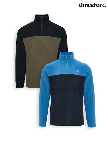 Threadbare Blue Colourblock Quarter Zip Fleeces 2 Pack (G93154) | kr583