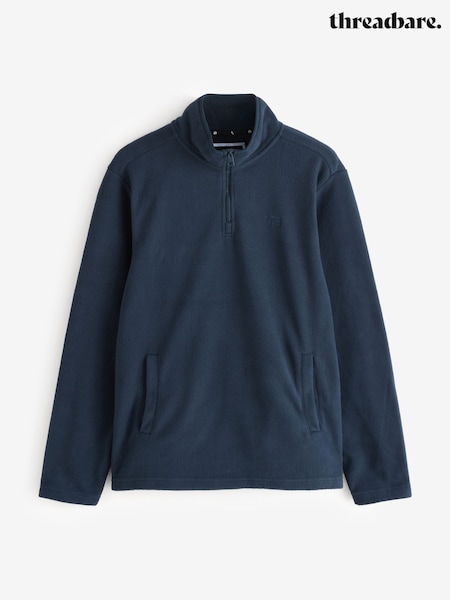 Threadbare Navy Quarter Zip Microfleece Sweatshirt (G93165) | R$ 230