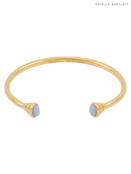 The Edit by Estella Bartlett Gold Tone Cabochon Chalcedony Open Bangle (G93420) | KWD27.500