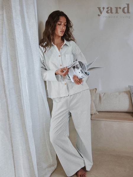 Sage Green Stripe - Button Through Matching Family Pyjama