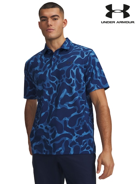 블루 - Regular Under Armour Matchplay Printed Golf Polo Shirt