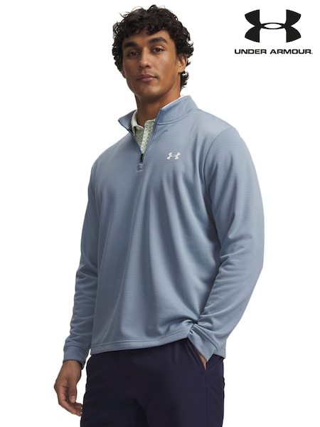 Blue - Regular Under Armour Links Quarterzip Golf Layer Sweat Top