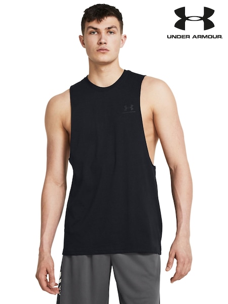Black - Regular Under Armour Left Chest Cutoff Tank Top