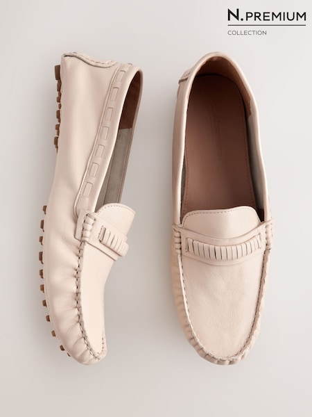 Bone - N. Premium Whipstitch Driver Moccasins Shoes