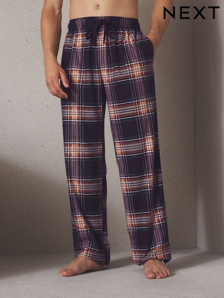 Berry Rød - Regular Cosy Check Jersey Pyjama Bottoms