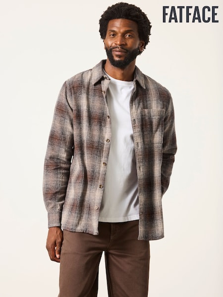 Brown - Regular Fatface Long Sleeve Crail Check Shirt