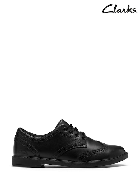Czarny - Clarks Leather Scala Style Shoes