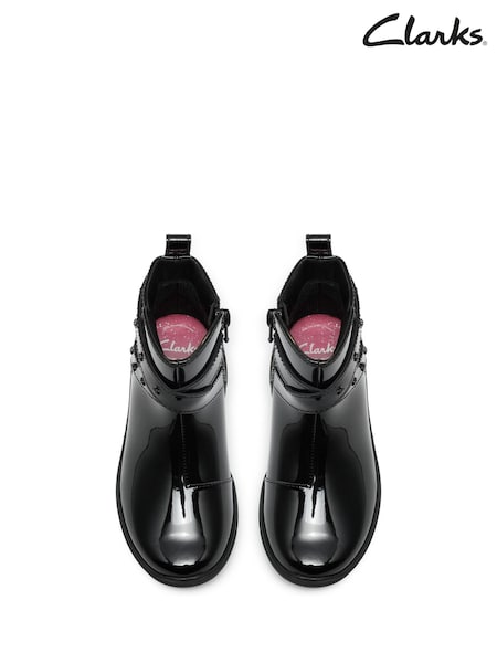 Black Patent - Clarks Leather Relda Star Boots