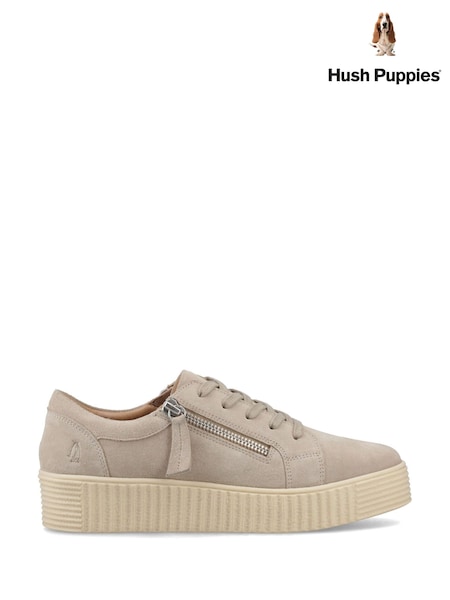 Hush Puppies Cream Tara Suede Trainers (G93953) | LEI 596
