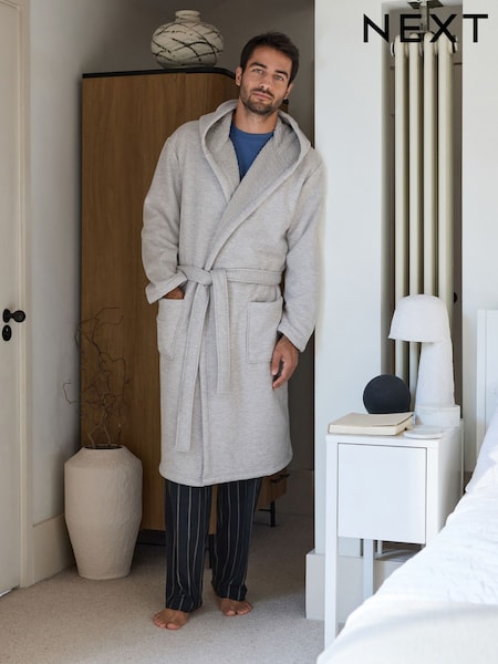 Marl gris - Regular Supersoft Borg Lined Dressing Gown