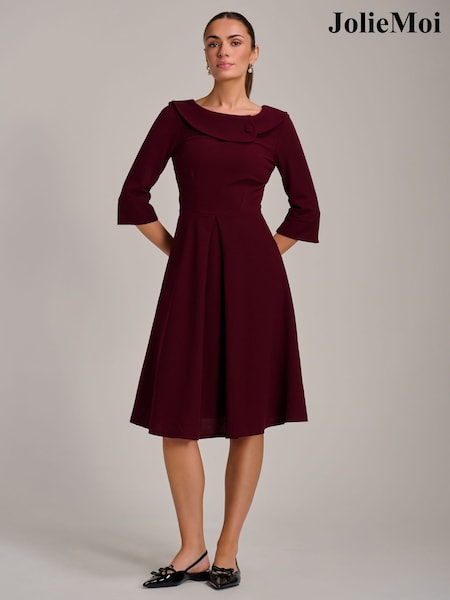 Jolie Moi Fold Collar Button Detail Dress (G93968) | kr1 225