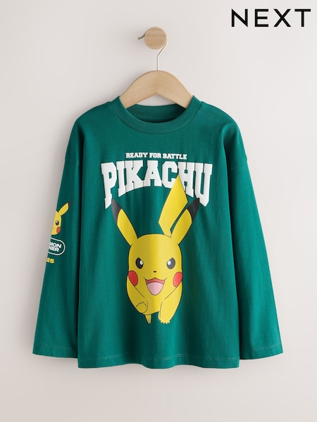 Green Back Print - Pokémon Long Sleeve T-shirt (3-16yrs)