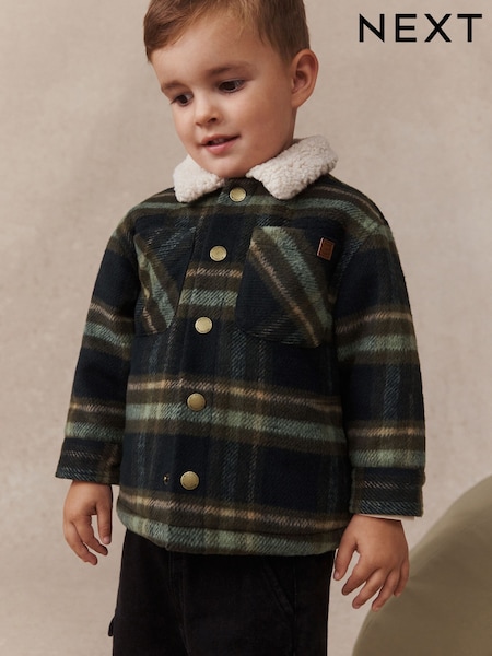 Green Check - Borg Lined Shacket (3mths-7yrs)