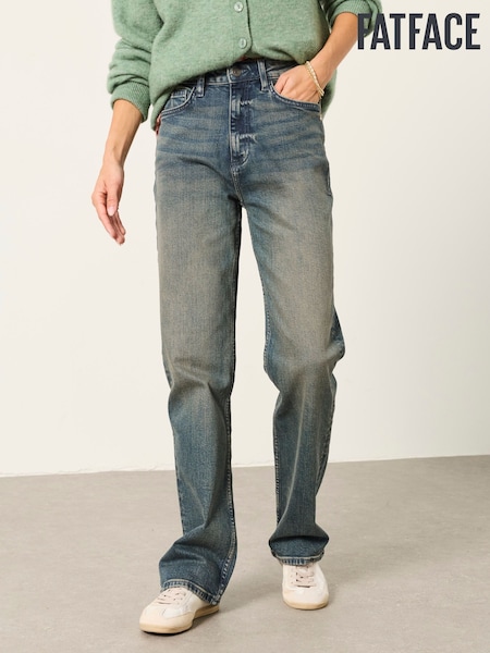 Teal Blue - Fatface Comfort Straight Jeans