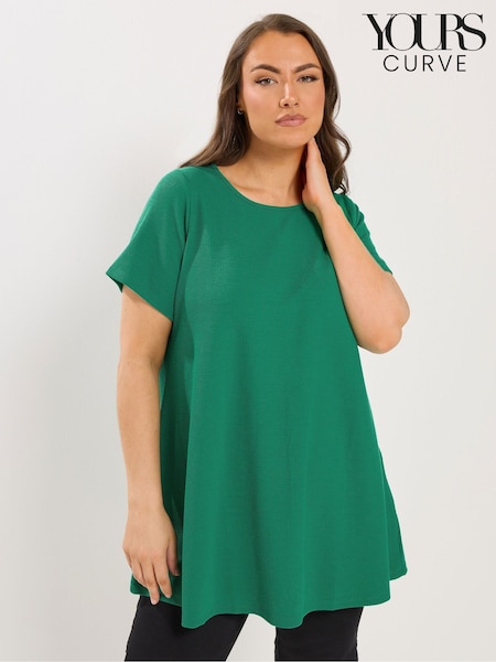 Yours Curve Green Ribbed Swing Top (G94102) | $55