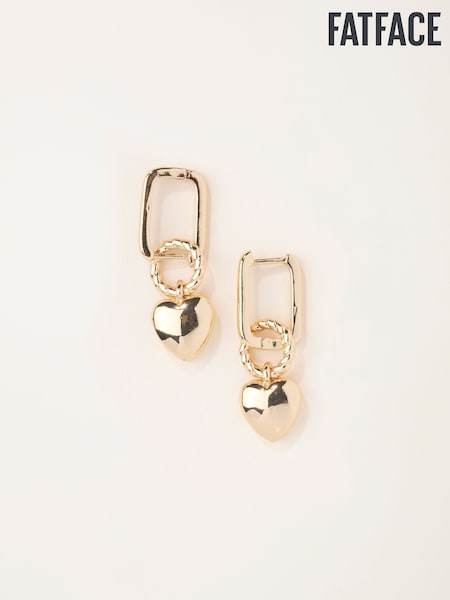 Qızıl Ton - Fatface Heart Hoop Earrings