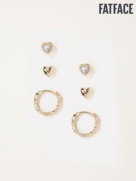 Gold Tone - Fatface 3 Pairs Of Earrings