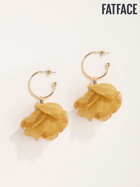 Yellow - Fatface Petal Hoop Earrings