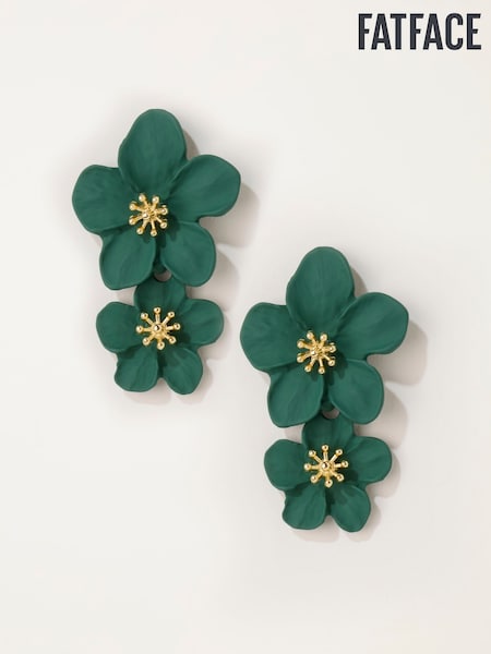 Yaşıl - Fatface Stament Floral Earrings