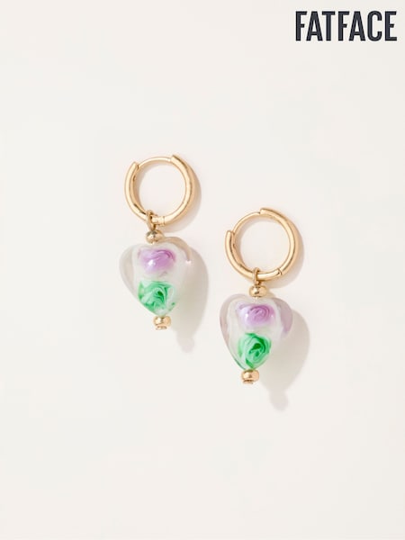Tono dorado - Fatface Heart Earrings