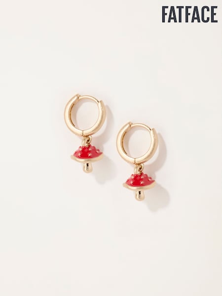Červená - Fatface Toadstool Earrings