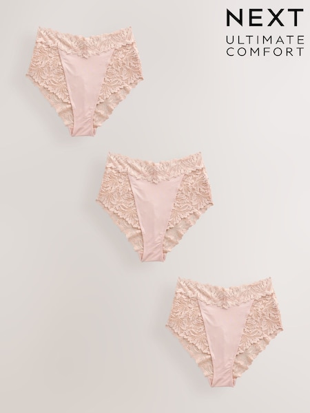 Light Pink - Ultimate Comfort Lace Knickers 3 Pack