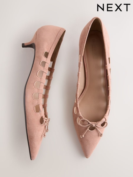 Rose Pink - Forever Comfort® Suede Low Cut Out Heels