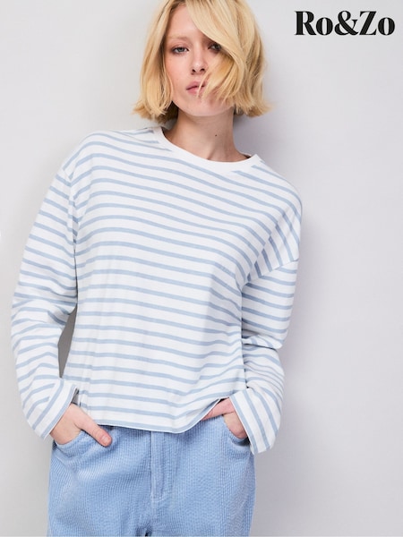 Ro&Zo Stripe Long-Sleeved Cotton T-Shirt (G94255) | ‏261 ر.س.‏
