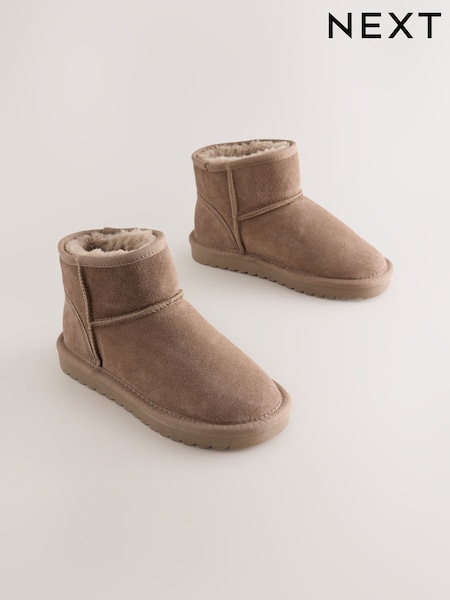 Marron mink - Bottes déperlantes en daim à enfiler
