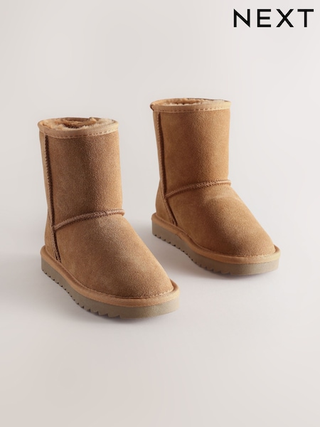 Hellbraun - Hohe Wildlederschuhe zum Reinschlüpfen