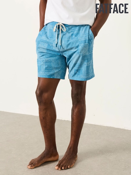 Teal Blue - Regular Fatface Printed Palm Tile Board Shorts