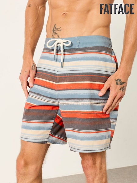 Orange - Regular Fatface Stripe Board Shorts