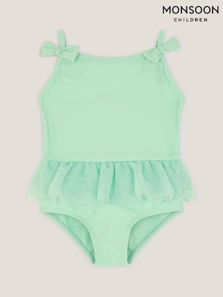 Monsoon Green Baby Mesh Ruffle Swimsuit (G94626) | $45 - $55