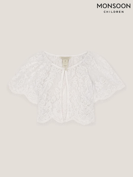 לבן - Monsoon Lola Lace Short Sleeve Cover Up (G94635) | ‏151‏₪ - ‏171‏ ₪