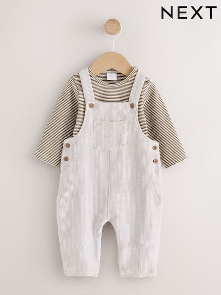 Neutral - Plain Cord Dungaree And Bodysuit Baby Set (0mths-2yrs)