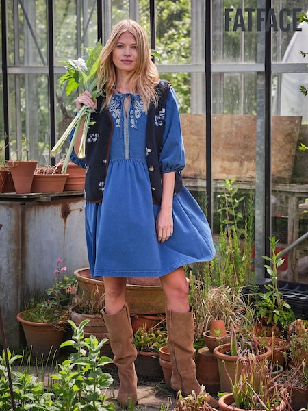 Blue - Fatface Detail Dress