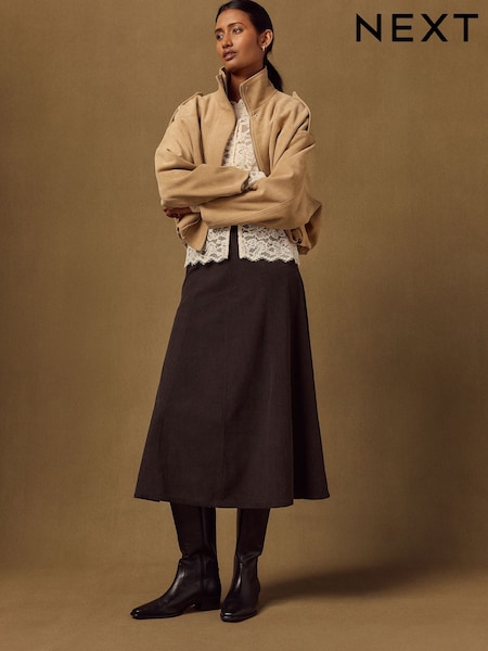 Khaki Green - Cord Maxi Skirt